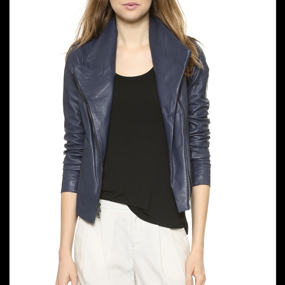 Vince Scuba Leather Jacket Mallard Sz Small/P